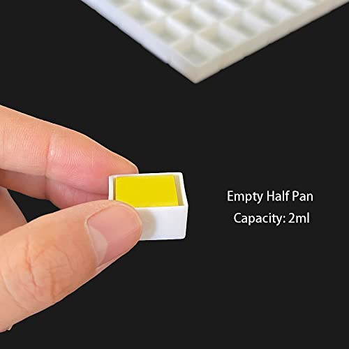 FCLUB 48PCS Refillable Empty Watercolor Half Pans, 2ml | Refillable 2ml Half Pans, For Metal Watercolor Tins, Empty Watercolor Pans, DIY Paints Pans, Gouache, Custom Palettes, Tubes - style: 48Pcs Half pans