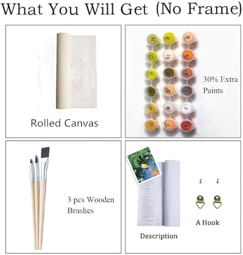 ZRIZQ Paint by Numbers Kit for Adults Beginner Animal,Duck,16x20 | Full set with wooden brushes,rolled canvas,rich paints.Calming activity.Beginner friendly.Just open and paint. - color: 16"X20"Rolled Canvas(Frameless)-Duck