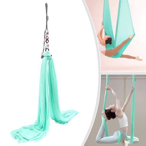 6m Yoga Stretching Rope Aerial Yoga Practice Polyester Strap Yogas Hammock Practice Kit for Fitness Gymnastics Dance Ballet, Green