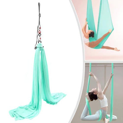 6m Yoga Stretching Rope Aerial Yoga Practice Polyester Strap Yogas Hammock Practice Kit for Fitness Gymnastics Dance Ballet, Green