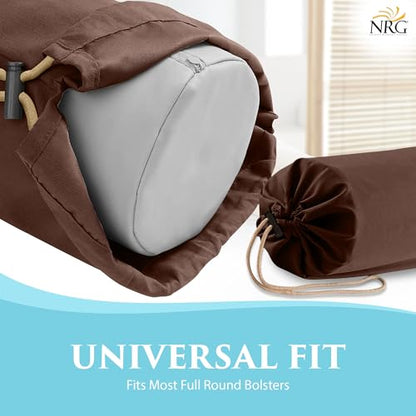 NRG Microfiber Bolster Covers Round Massage Bolster Pillow Covers - 6" x 27" - 100% Polyester Microfiber - Soft & Durable - Protection from Stains & Oil - Drawstring Closure (Dark Chocolate) - color: Dark Chocolate, size: 6" x 27"