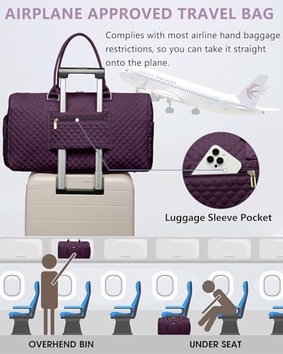 Women Weekender Travel Duffle Bag: Travel Duffel Overnight Bags with Shoe Compartment Large Carry on Tote with Toiletry Bag Weekend Traveling Yoga Gym Hospital Bag for Women with Wet Pocket Purple - color: 03-Purple, size: X-Large