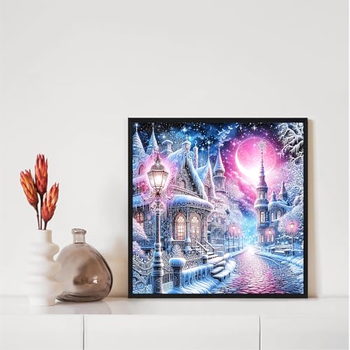 DIY Snow Landscape Diamond Art Kits for Adults, 5D Diamond Painting Kits | Diamond Dot for Adults, Small Dimond Art Paintings, Full Drill Gem Painting, Crafts for Adults, Home Wall Decor (14x14inch) - color: QY153