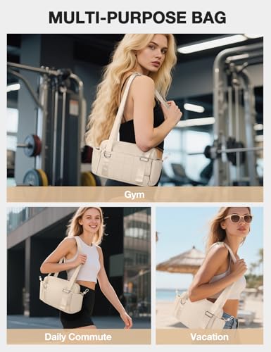 Mini Gym Bag for Women Puffy Bag, Small Gym Bag with Coin Wallet, Lightweight Gym Tote Bag for Fitness, Work, Travel, Daily Commute,Camel - color: Camel