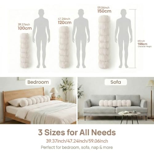 Pat. Pend. Long Body Pillow for Adults, 47 Inch, Misty White - color: Misty White, size: 47"x 7.87"