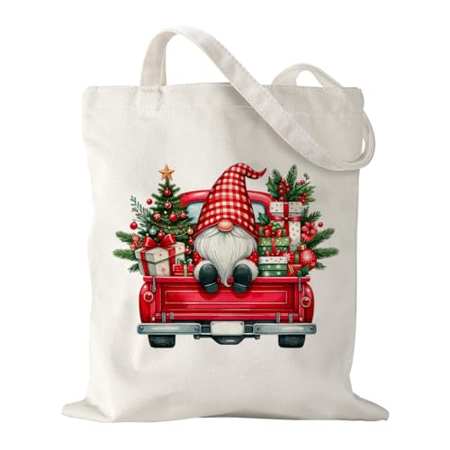 Canvas Bag for Women Grocery Shopping Travel Gym Weekender Vacation Womens Work Tote Bag Gifts - color: Christmas