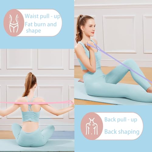 Figure 8 Resistance Bands for Yoga Pilates and Fitness Elastic Stretching Resistances Band for Arms, Back, Shoulders, and Chest Workouts, Versatile Pilates Equipment for Women and Men (3 Pack)