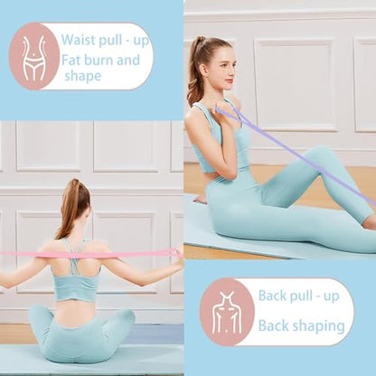 Figure 8 Resistance Bands for Yoga Pilates and Fitness Elastic Stretching Resistances Band for Arms, Back, Shoulders, and Chest Workouts, Versatile Pilates Equipment for Women and Men (3 Pack)