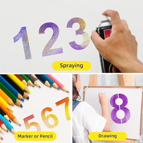 10 Inch Number Stencils Plastic Number Stencils Reusable Digital Painting Templates for Cake Stencil Address Templates - size: 10 Inch