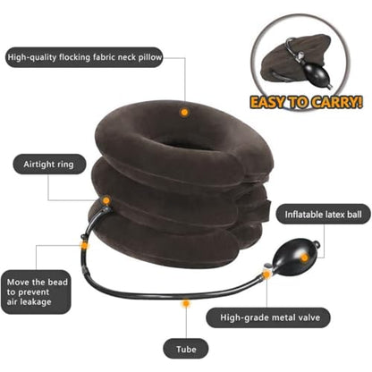 Cervical Neck Traction Device for Instant Neck Pain Relief - Inflatable & Adjustable Neck Stretcher Neck Support Brace, Neck Traction Pillow for Home Use Neck Decompression (Classic Gray) - color: Classic Gray