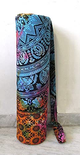INDIAN CRAFT CASTLE ICC Yoga Mat Bag Carrier Full-Zip Exercise Yoga Mat Carry Bag for Women Men with Multi-Functional Storage Pockets and Adjustable Shoulder Strap 26X6 Inches - style: Elephant Flower Multi