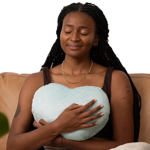 HUGIMALS Heart to Hug Pillow in Mist | 5 lb Cozy Weighted Pillow for Self Care Ultra Soft Sensory Heart Shaped Pillow for Comfort, Relaxation, Sleep - Thoughtful Gift for Adults and Teens - color: Mist