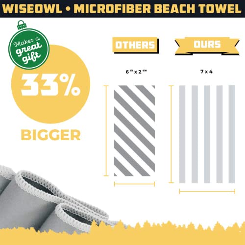 Wise Owl Outfitters Microfiber Beach Towel (7x4 ft) – Extra Large 84"x48", Quick Dry, Lightweight and Sand Free for Adults at the Beach, Pool, Gym, Yoga, or for Travel and Outdoor Use - color: Grey