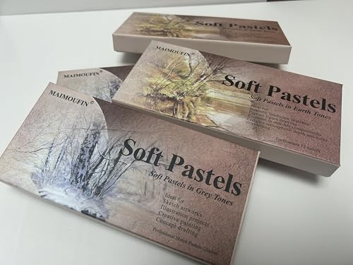 12-Pack Gray Tone Soft Chalk Pastel Sticks Artist Chalk | Square Blendable Soft Chalk Pastels for Artists Professional Grade, High Pigment, For Sketching, Drawing & Illustration - color: Grey