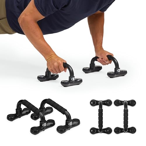 Champion Push Up Bars, Foam Grips & Non-Slip Base (Black)