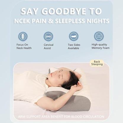 Cervical Neck Pillow, Dreamers Relief Pillow for Pain Relief & Sleeping, Ergonomic Contour Side Sleepers Pillows, Necks and Shoulder Support(Black) - color: Black
