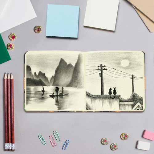 5x5" Sketchbook,Pocket Hardcover Notebooks,Sketch Books for Drawing Writing | 80gsm Blank Paper,96Sheet/192Pages,Cloth Cover,Portable Small Size for Sketching,Diary Memo Planner.Pumpkin Cat - color: Cloth-Pumpkin Cat