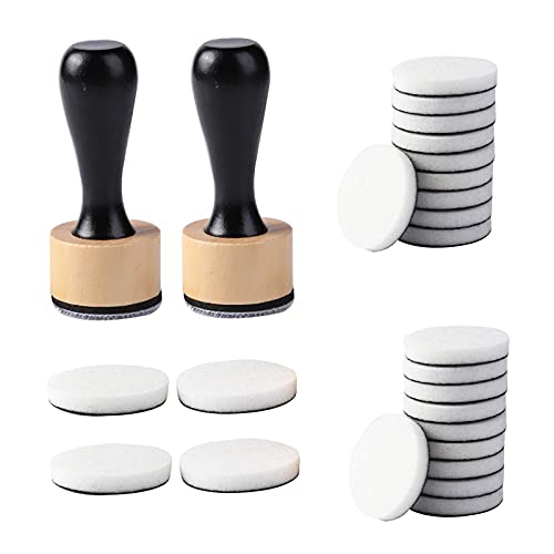 Ink Paints Mixing Blending Tool Mini Round Foam Refills, for Scrapbooking Craft, Control of Ink Placement, No More Inky Fingers Ink Blending Tool with Spare Pads for Rubber Stamping & Scrapbooking - color: 2 Handle + 24 Foam Refills