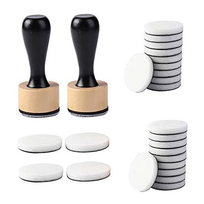 Ink Paints Mixing Blending Tool Mini Round Foam Refills, for Scrapbooking Craft, Control of Ink Placement, No More Inky Fingers Ink Blending Tool with Spare Pads for Rubber Stamping & Scrapbooking - color: 2 Handle + 24 Foam Refills