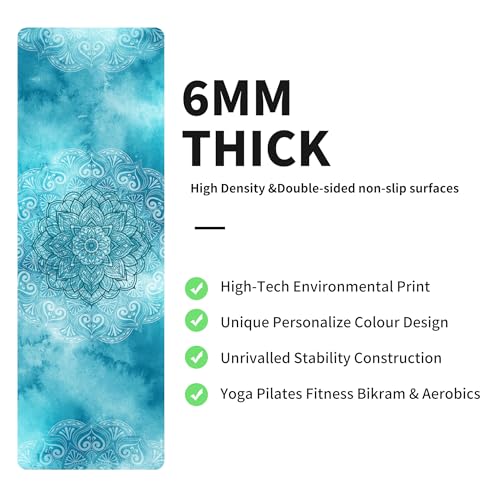 nuveti Yoga Mat Print Extra Thick TPE Non Slip Fitness Exercise Mat with Carrying Bag,72"x24" Extra Thick 6MM Exercise & Workout Mat for Yoga, Pilates Fitness and Floor Exercises - color: ManTuoLuo3