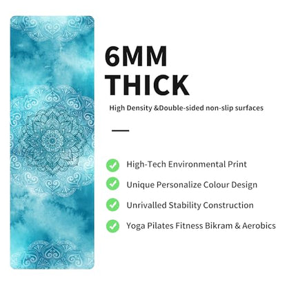 nuveti Yoga Mat Print Extra Thick TPE Non Slip Fitness Exercise Mat with Carrying Bag,72"x24" Extra Thick 6MM Exercise & Workout Mat for Yoga, Pilates Fitness and Floor Exercises - color: ManTuoLuo3