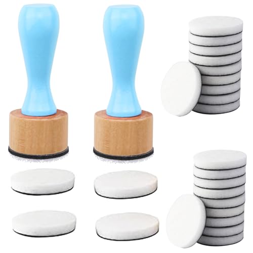 26 Pcs/Sets Ink Blending Tool Sets, Include 2 Pcs Round Ink Mini Applicator Tools and 24 Pcs Replacement Refill Foam Pads for Drawing Distressing Blending Scrapbooking & Stamping Supplies (Blue) - color: Blue