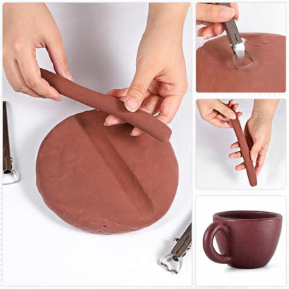 2Pcs Sculpture Scraper Pottery Handle Making Tool Pottery Carving Tool | Potterys Trimming Tools Polymer Clay Sculpting Tools for Ceramic Sculpture Craft Teacup Mug Cup Handle Making