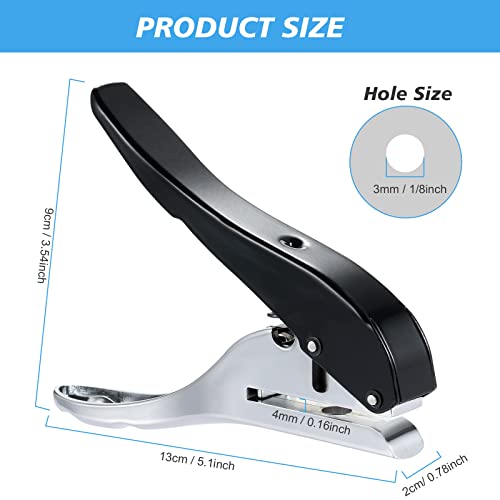 1/8" Hole Punch - Heavy Duty Single Hole Puncher for Paper, Tags, Cards, Plastic, Cardboard (3MM Black) - color: 3MM BLACK