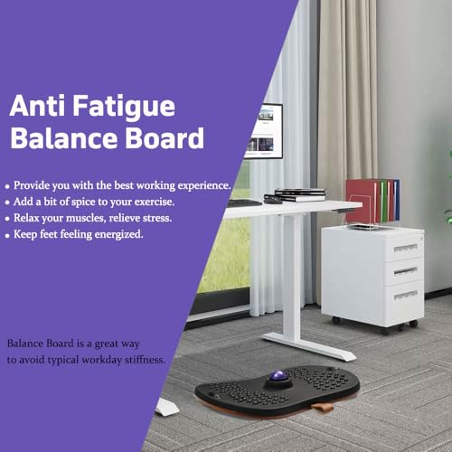 Balance Board for Standing Desk with Massage Ball, Anti-Slip Wobble Board for Office & Home, 360° Rotation Wooden Core Mat for Foot Pain Relief & Anti-Fatigue, Supports 300 lbs