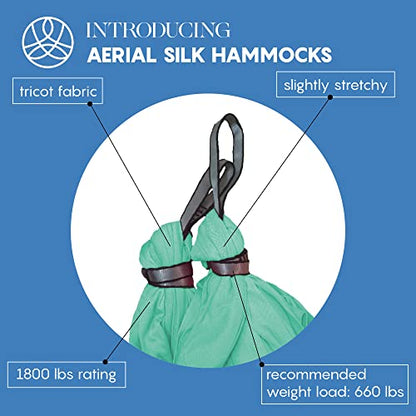 Aerial Yoga Hammock Swing, 4.5 Yards, Aerial Silks with Hardware - color: Aqua, size: 4.5 yards
