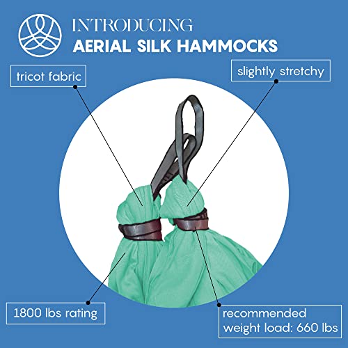 Aerial Yoga Hammock Swing, 4.5 Yards, Aerial Silks with Hardware - color: Aqua, size: 4.5 yards