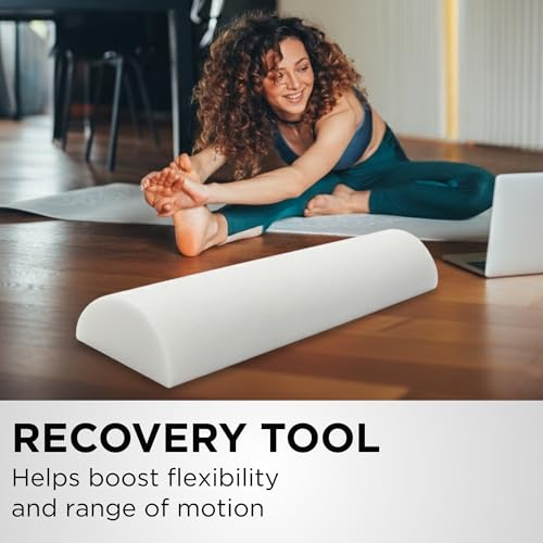 THERABAND Pro Foam Roller, Half Round, 6" x 36", Deep Tissue Massage, White | Half round foam roller with a flat base for stretching, balance work and gentle back support - size: 6" x 36" - Half- Round