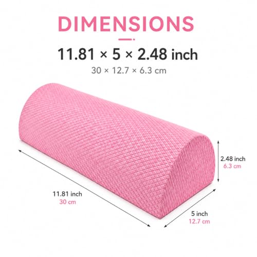 Cabilock Half Foam Roller for Back Pain Relief, Sakura Pink High Density EVA Lumbar Support, 30cm Semicircle Pilates Roller for Physical Therapy, Yoga & Balance Training