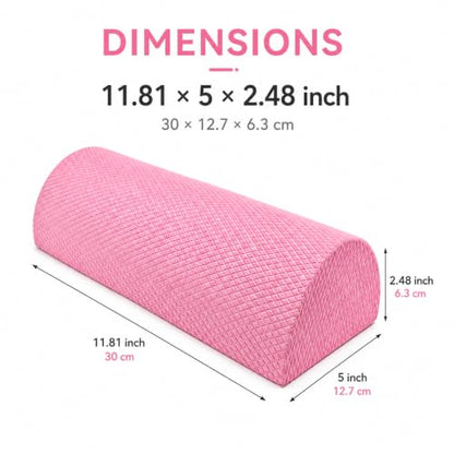 Cabilock Half Foam Roller for Back Pain Relief, Sakura Pink High Density EVA Lumbar Support, 30cm Semicircle Pilates Roller for Physical Therapy, Yoga & Balance Training