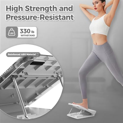 Keep Compact Slant Board for Calf Stretching, 5-Level Adjustable ABS Incline Board, Portable Foot Stretcher for Ankle Mobility, Yoga & Home Fitness, Women Teens Beginners - color: Grey