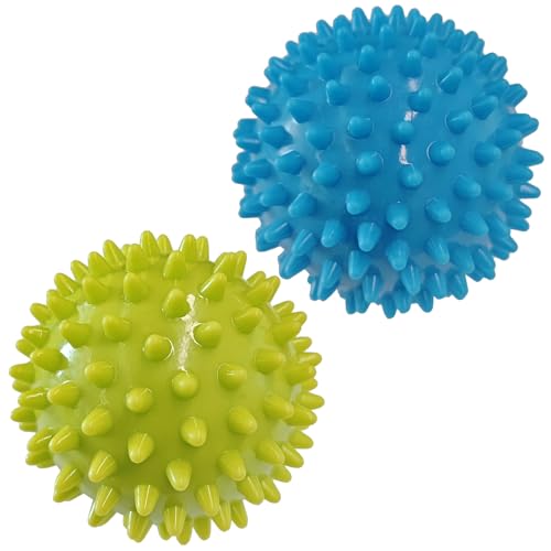 Spiky Massage Balls- 2PCS (Firm and Soft) Muscle Massager Ball for Feet, Back, Neck, Muscles, Hands Massager Roller for Plantar Fasciitis, Physical Therapy, Foot Arch Trainer, Exercise - color: Softgreen+hardblue