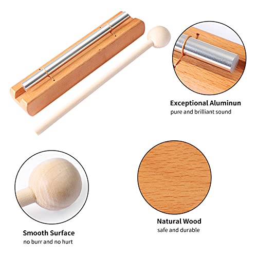 Musfunny Energy Chimes Hand Bells: Solo Tone Chime Music Instrument | Wooden Hand Chime Percussion with Mallet for Yoga Meditation Sound Healing Teachers' Classroom Tools - color: Tone 1
