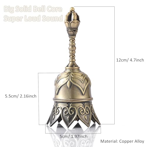 Super Loud Lotus Brass Hand Call Bell Ringing Dinner Bell(Bronze) | Hand Bells for Seniors Bedside, Teacher Classroom School Bell, Wedding Bell, Tibetan Meditation Bell, Gift for Bedridden Mom