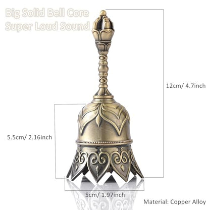 Super Loud Lotus Brass Hand Call Bell Ringing Dinner Bell(Bronze) | Hand Bells for Seniors Bedside, Teacher Classroom School Bell, Wedding Bell, Tibetan Meditation Bell, Gift for Bedridden Mom