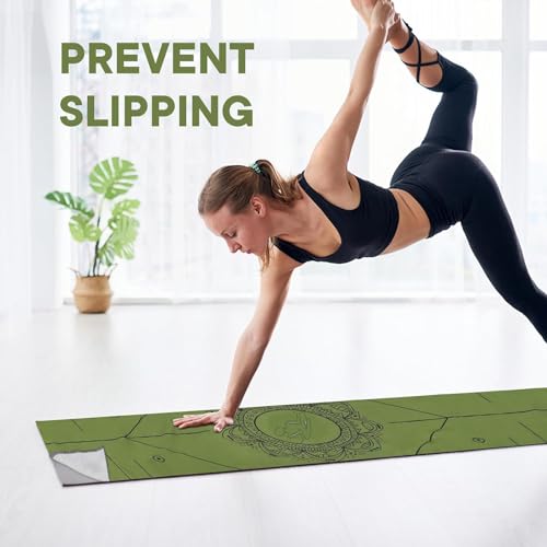 Yoga Towels, Non Slip Hot Yoga Mat Towel with Grip Dots,Super-Absorbent Soft Microfiber Yoga Blanket for Pilates, Fitness and Workout 72inch x 24inch - color: New Styles Green