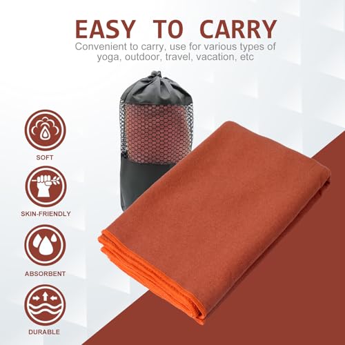 Eunzel 2 Pack Hot Yoga Towel with Grip Dot, Non Slip Yoga Mat Towe Sweat Absorbent Towel for Hot Yoga,Bikram, Pilates and Fitness 72" x 24", Sedona Red/Steel Blue - color: Sedona Red/ Steel Blue