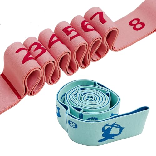 2 PCS Kids Stretching Strap & Band for Dance, Ballet – 8-Loop Adjustable Elastic Equipment for Yoga, Gymnastics Workout, Home Gymnastics, Beginner Flexibility and Stretching Resistance Bands