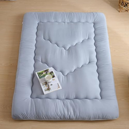 Japanese Floor Mattress,3.5" Thicken Futon Mattress Tatami Mat - color: Silver Gray, size: Queen (80”L × 60“W)