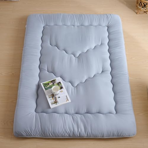 Japanese Floor Mattress,3.5" Thicken Futon Mattress Tatami Mat - color: Silver Gray, size: Queen (80”L × 60“W)