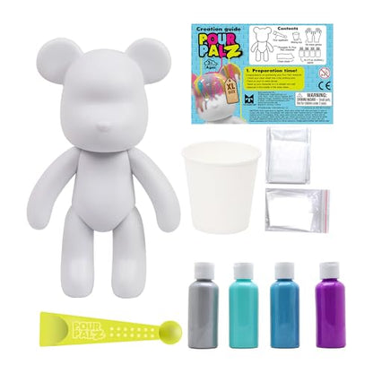 Pour Palz DIY Paint Pouring Kit – 1 XL Bear Figurine, 4 Acrylic Pour Paints, Mixing Cups & Tools, Create Unique Marbled Art, Fun Hands-On Craft Kit for Kids & Adults, Groovy Smoothie, Ages 5+ - color: Groovy Smoothie