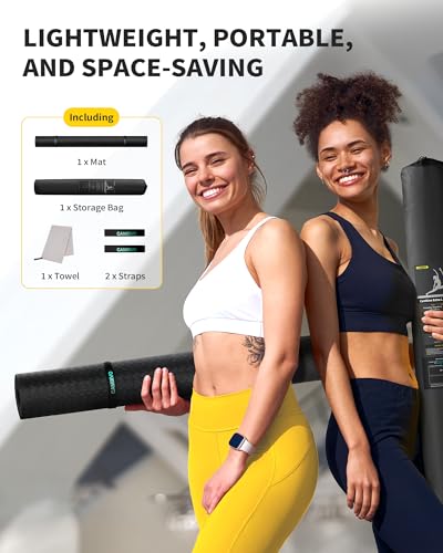 CAMBIVO 72''x48'' Large Yoga Mat, Extra Thick TPE Workout Mat - color: BLACK, size: 12mm