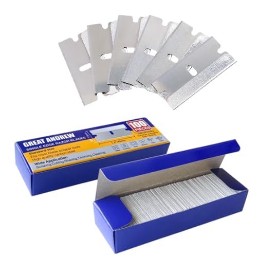 Great Andrew Single Edge Razor Blades, 200 Pack Straight Edge Razor Blade Safety Refills Blades Scraper for Box Cutting, Crafts, DIY, Heavy Duty & Industrial Use - size: 1 Count (Pack of 200)