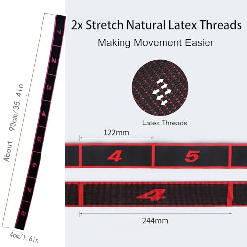 2PCS Fitness Resistance Band for Stretching and Yoga, Numbered Resistance Band with Clear Markings, 8-Section Elastic Training Bands for Yoga, Stretching, Pilates, Fitness