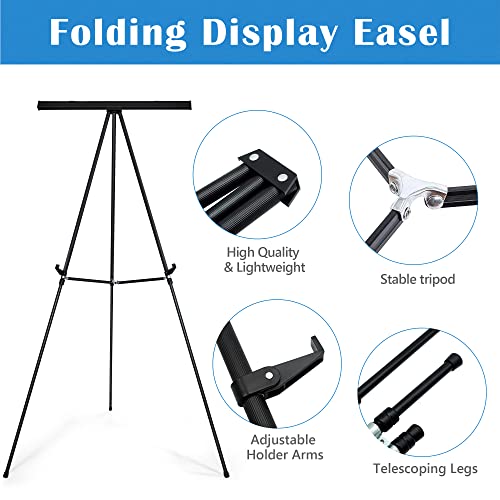 Falling in Art 63 1/2'' Aluminum Flip Chart Presentation Easel,2 Pack | Lightweight Easel Stand with Adjustable Floor for Boardroom, Whiteboard, Paper Pads, Signage, Black - style: Black 2-Pack