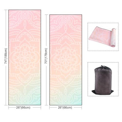 QiyI Hot Yoga Towel with Grip Dots, Non Slip, 70"x26", Dreamy Pink Mandala - color: Dreamy Pink Mandala, size: 70"x26"